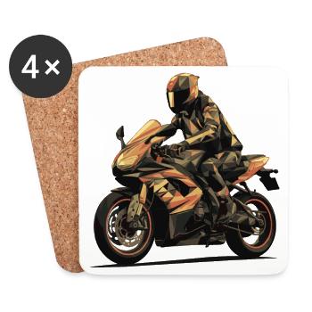 Le motard - Dessous de verre (lot de 4) - blanc - Devant