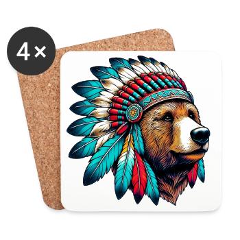 American Indian Bear American Redskin - Coasters (set of 4) - white - Front
