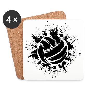 Volleyball Ball Explosion Volleyballer Symbol Logo - Untersetzer (4er-Set) - Weiß - Vorne