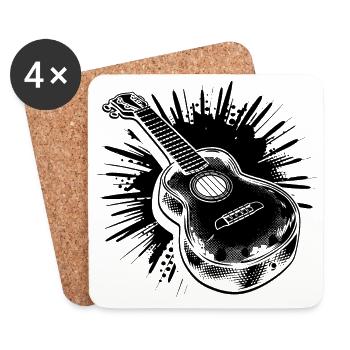 Ukulele Drawing - Coasters (set of 4) - white - Front