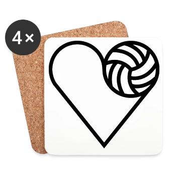 Volleyball Herz Liebe Volleyballer Beach Symbol - Untersetzer (4er-Set) - Weiß - Vorne
