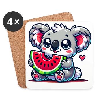 Der niedliche Koala genießt ein Stück Wassermelone - Untersetzer (4er-Set) - Weiß - Vorne