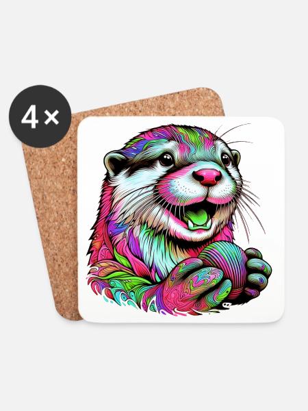 Otter - Untersetzer (4er-Set) - Weiß