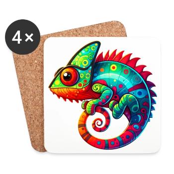 Caméléon - Dessous de verre (lot de 4) - blanc - Devant