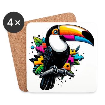 Toucan - Dessous de verre (lot de 4) - blanc - Devant