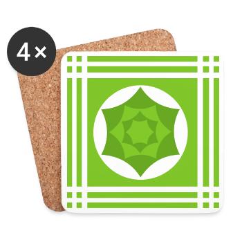 Geometric play of colours in green - Coasters (set of 4) - white - Front
