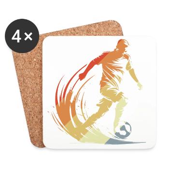 Joueur de football dessin look vintage - Dessous de verre (lot de 4) - blanc - Devant