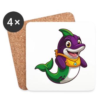 Orca Funny Kawaii Cartoon Character Clipart - Coasters (set of 4) - white - Front