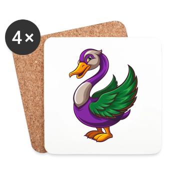 cygne drôle kawaii personnage de dessin animé clipart - Dessous de verre (lot de 4) - blanc - Devant
