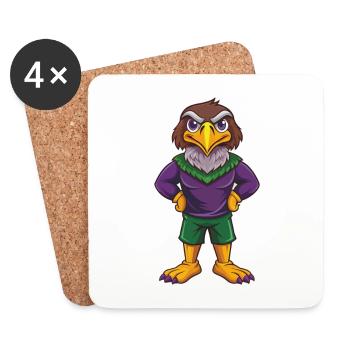 Hawk Funny Kawaii Cartoon Character Clipart - Coasters (set of 4) - white - Front
