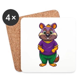 Quokka Funny Kawaii Cartoon Character Clipart - Coasters (set of 4) - white - Front