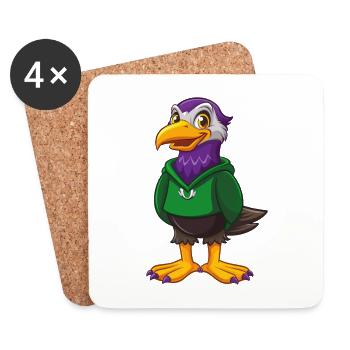 Seagull Funny Kawaii Cartoon Character Clipart - Coasters (set of 4) - white - Front