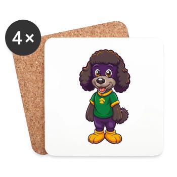 Poodle Dog Funny Kawaii Cartoon Character Clipart - Coasters (set of 4) - white - Front