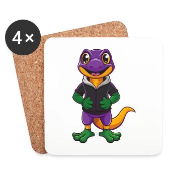 Salamandre Drôle Kawaii Dessin animé Personnage Clipart - Dessous de verre (lot de 4) - blanc - Devant