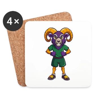 Ram Funny Kawaii Cartoon Character Clipart - Coasters (set of 4) - white - Front