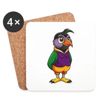 Quail Funny Kawaii Cartoon Character Clipart - Coasters (set of 4) - white - Front
