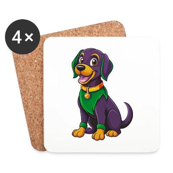 Labrador retriever chien Kawaii personnage de dessin animé - Dessous de verre (lot de 4) - blanc - Devant