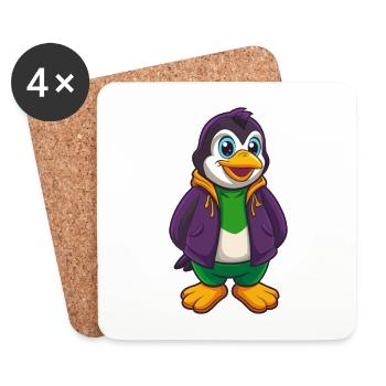 Penguin Funny Kawaii Cartoon Character Clipart - Coasters (set of 4) - white - Front