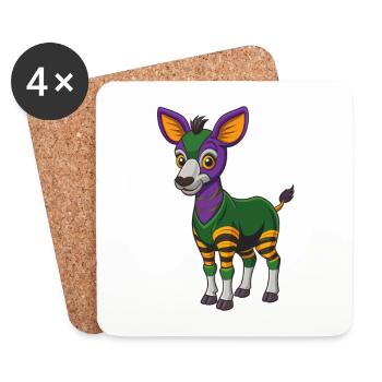 Okapi Funny Kawaii Cartoon Character Clipart - Coasters (set of 4) - white - Front