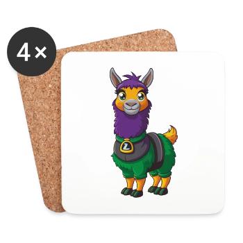 Llama Funny Kawaii Cartoon Character Clipart - Coasters (set of 4) - white - Front