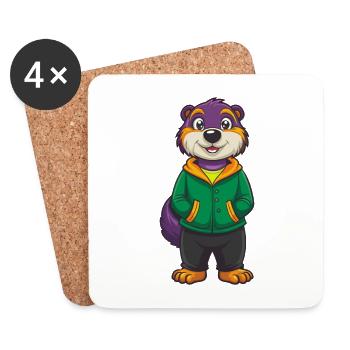 Marmot Funny Kawaii Cartoon Character Clipart - Coasters (set of 4) - white - Front