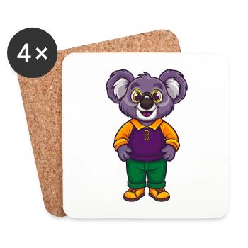 Koala Lustige Kawaii Cartoon Figur Clipart - Untersetzer (4er-Set) - Weiß - Vorne