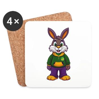 Lapin Drôle Kawaii Dessin Animé Personnage Clipart - Dessous de verre (lot de 4) - blanc - Devant