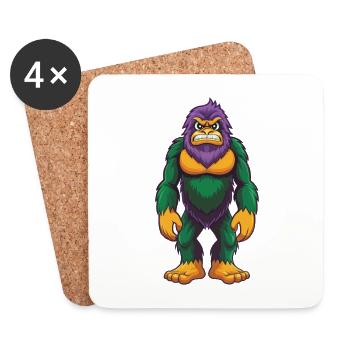 BigFoot drôle Kawaii dessin animé Personnage Clipart - Dessous de verre (lot de 4) - blanc - Devant