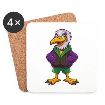 Albatross Funny Kawaii Cartoon Character Clipart - Coasters (set of 4) - white - Front