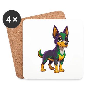 Australian Kelpie Dog Funny Kawaii Cartoon Clipart - Coasters (set of 4) - white - Front