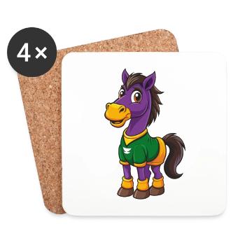 Pferd Lustige Kawaii Cartoon Figur Clipart - Untersetzer (4er-Set) - Weiß - Vorne