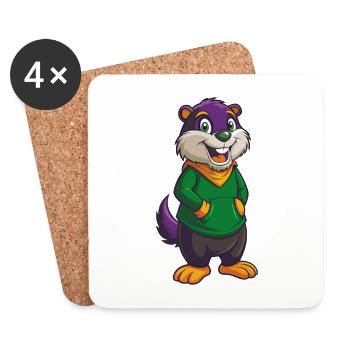 Gopher Lustige Kawaii Cartoon Figur Clipart - Untersetzer (4er-Set) - Weiß - Vorne