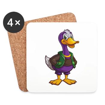 Goose Funny Kawaii Cartoon Character Clipart - Coasters (set of 4) - white - Front