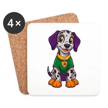 Dalmatian Dog Funny Kawaii Cartoon Character - Coasters (set of 4) - white - Front