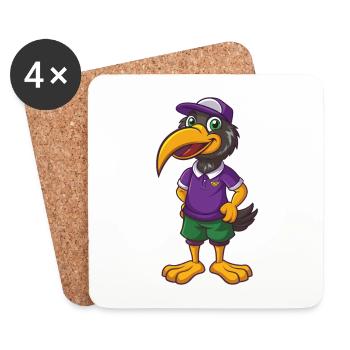 ibis drôle kawaii dessin animé personnage clipart - Dessous de verre (lot de 4) - blanc - Devant