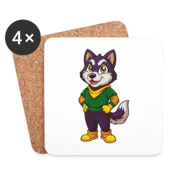Husky chien drôle Kawaii dessin animé personnage Clipart - Dessous de verre (lot de 4) - blanc - Devant