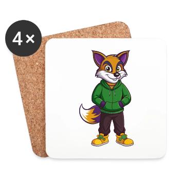 Fox Funny Kawaii Cartoon Character Clipart - Coasters (set of 4) - white - Front
