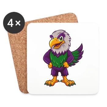 Eagle Funny Kawaii Cartoon Character Clipart - Coasters (set of 4) - white - Front