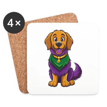 Golden Retriever Chien Kawaii Personnage De Dessin Animé - Dessous de verre (lot de 4) - blanc - Devant