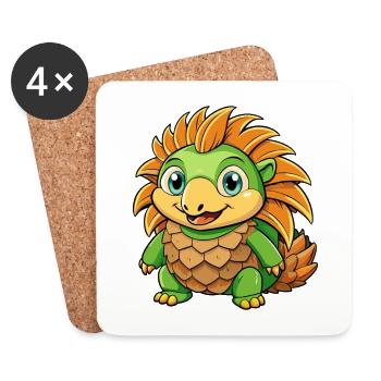 Ameisenigel Niedliche Zeichentrickfigur Kawaii Clipart - Untersetzer (4er-Set) - Weiß - Vorne