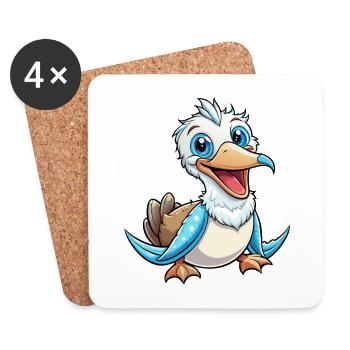 Frégatebird Mignon Personnage De Dessin Animé Kawaii Clipart - Dessous de verre (lot de 4) - blanc - Devant