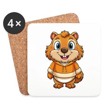 Marmot Cute Cartoon Character Kawaii Clipart - Coasters (set of 4) - white - Front