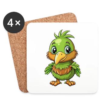 Kiwi Vogel Niedliche Cartoon Figur Kawaii Clipart - Untersetzer (4er-Set) - Weiß - Vorne