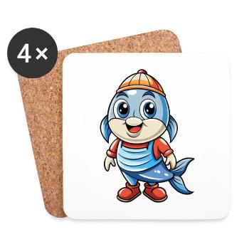 Hering Niedliche Zeichentrickfigur Kawaii Clipart - Untersetzer (4er-Set) - Weiß - Vorne