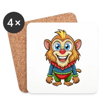 Mandrill Mignon Personnage De Dessin Animé Kawaii Clipart - Dessous de verre (lot de 4) - blanc - Devant