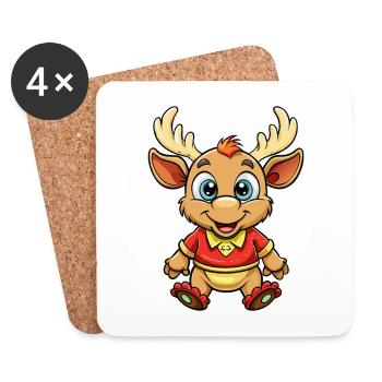 Moose Cute Cartoon Character Kawaii Clipart - Coasters (set of 4) - white - Front