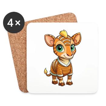 Okapi Cute Cartoon Character Kawaii Clipart - Coasters (set of 4) - white - Front