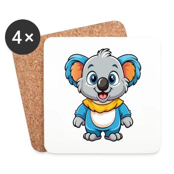 Koala Bear Cute Cartoon Character Kawaii Clipart - Coasters (set of 4) - white - Front