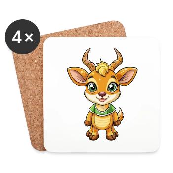 Impala Niedliche Zeichentrickfigur Kawaii Clipart - Untersetzer (4er-Set) - Weiß - Vorne