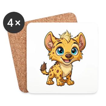 Hyène mignon personnage de dessin animé Kawaii Clipart - Dessous de verre (lot de 4) - blanc - Devant